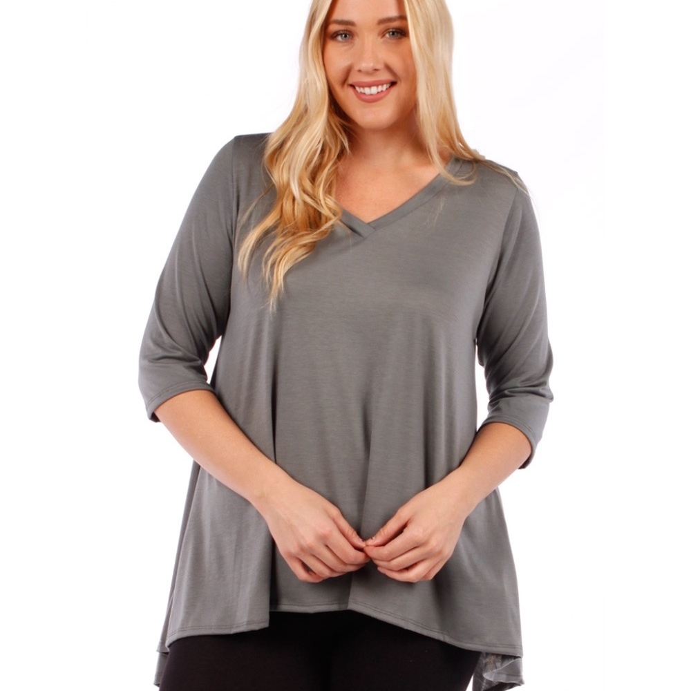3x$30 Yummy Plus Size 4X 5X Charcoal Blouse Top